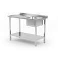 Hendi Spoeltafel met Legplank | Geboute Constructie | Spoelbak Rechts | RVS | 1000x600x850mm