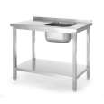 Hendi Spoeltafel met Legplank | Geboute Constructie | Spoelbak Links | RVS | 1000x600x850mm