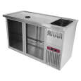 Diamond Modulair Barstation | BarLine | 370L | RVS | 2 Compartimenten Links | +2°C/+8°C | Statisch + Ventilator | 1 Spoelbak Rechts + Glazenspoeler | 1550x700x930mm