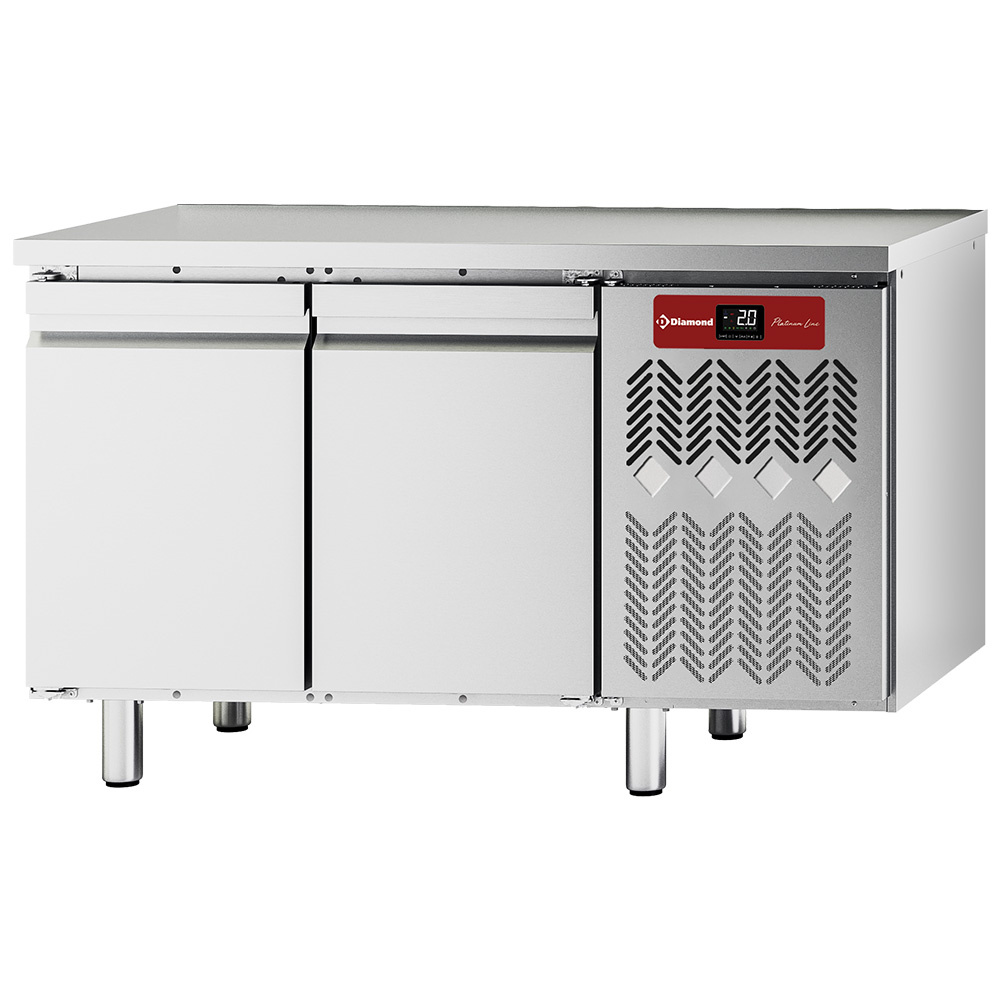 Diamond Koelwerkbank | PLATINUM LINE | Energiezuinig | 260L | 2 Deuren 1/1 GN | -2°C/+8°C | Geforceerd | Vochtigheid Instelbaar | 1351x680x900mm