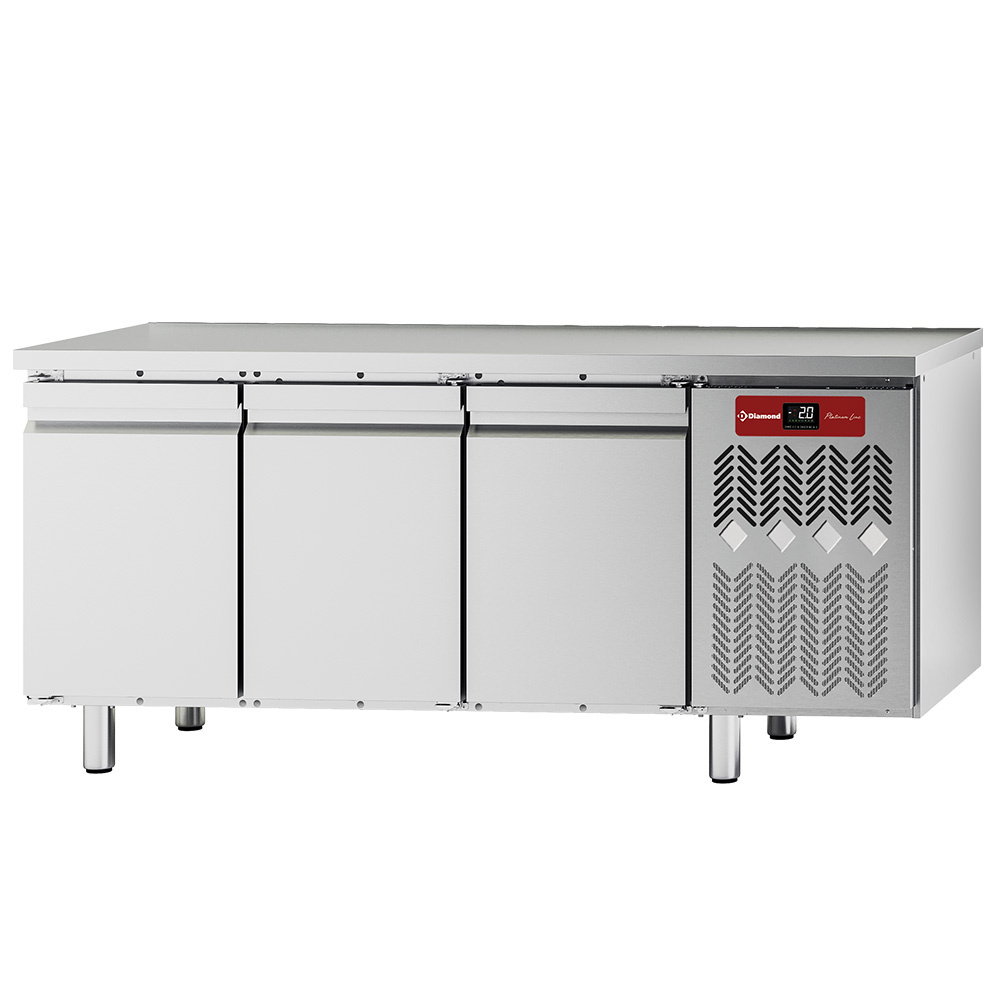 Diamond Koelwerkbank | PLATINUM LINE | Energiezuinig | 405L | 3 Deuren 1/1 GN | -2°C/+8°C | Geforceerd | Vochtigheid Instelbaar | 1799x680x900mm