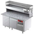 Complete Diamond Pizzawerkbank met granieten blad en opzetkoelvitrine