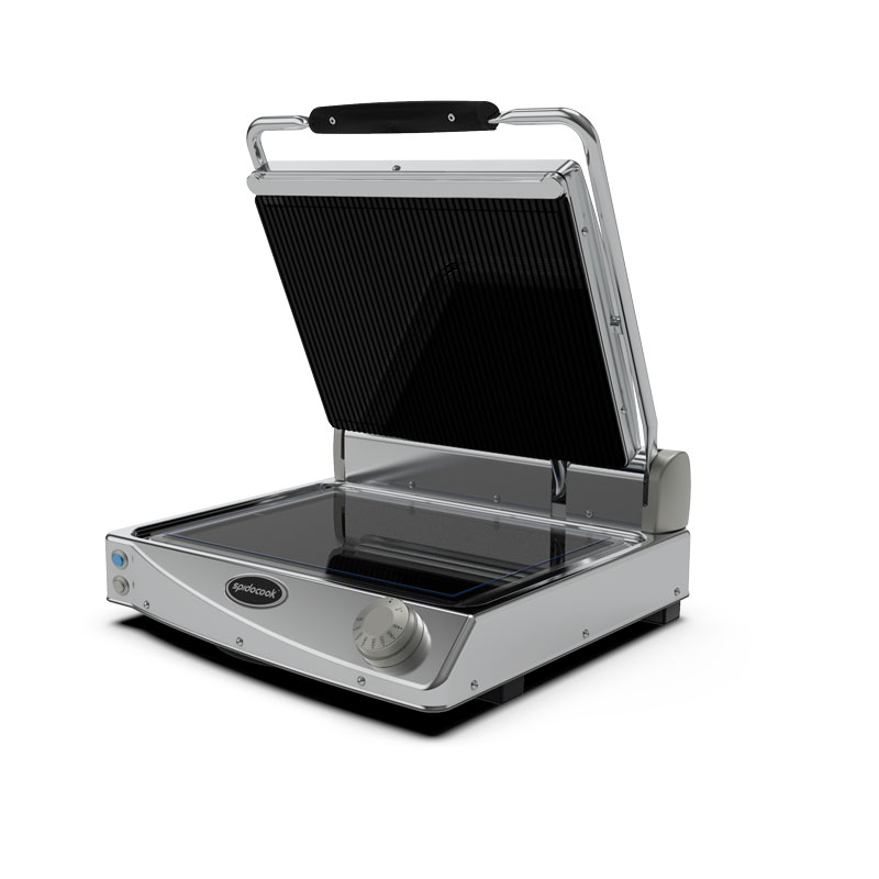 Spidocook Medium Grill | Contactgrill Geribbeld Glas-Keramisch | 120°C/400°C | 2.8kW | 230V | 481x457x182mm