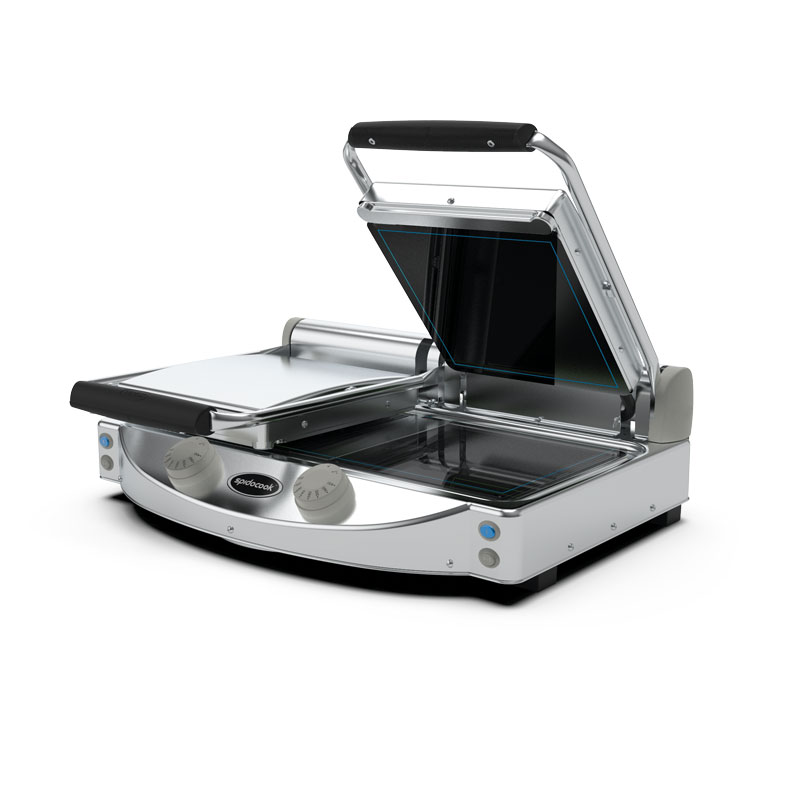 Spidocook Dubbele Grill | Contactgrill Glas-Keramisch | 120°C/400°C | 3kW | 230V | 619x458x176mm