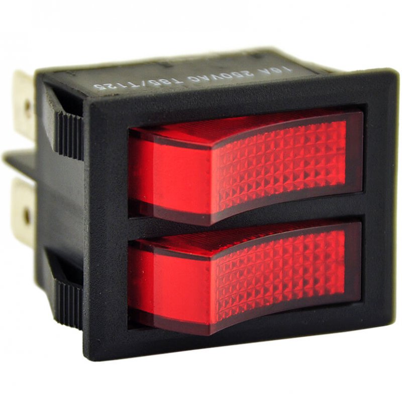 Wipschakelaar rood verlicht | 30x22 mm | 1NO | 16A / 250V | max. 125 °C
