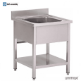 Unninox Spoeltafel | ECO | RVS | 1 Spoelbak | Bodemschap | Achter Rand | Zelfmontage | 800x700x850mm