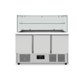 Unnicool Saladette | 368L | 3 Deuren | Boven 4x 1/1 GN | +2°C/+8°C | Statisch | Glasopzet + Snijblad | 1370x700x850/1310mm