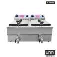 Unnicooking Friteuse | BUDGET | Elektrisch | 8+8L | 50°C/180°C | 6.6kW | 2x 230V | Aftapkraan | 570x513x355mm