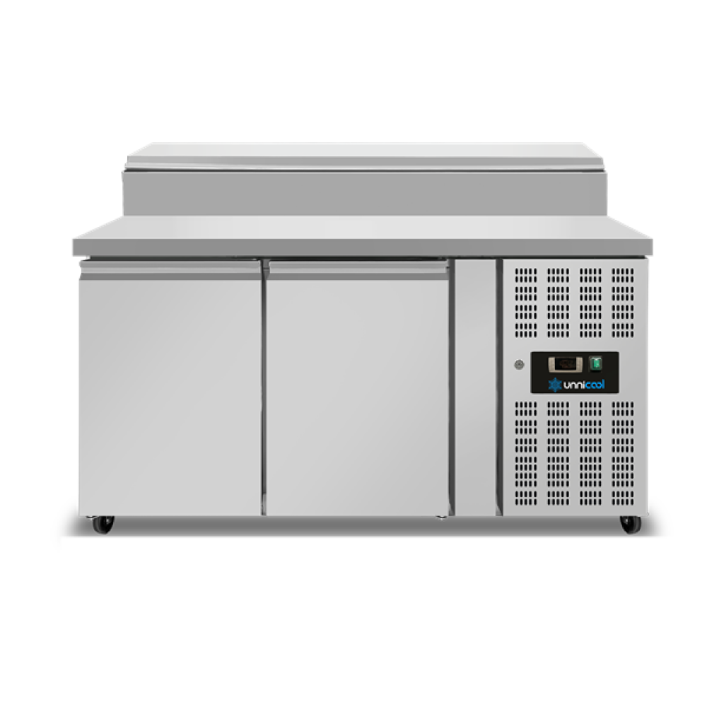 Saladettes & Bereidingstafels | Saladette | 2 Deuren (1/1 GN) | Bovenblad 6× 1/3 GN | +2°C tot +8°C | Geforceerde koeling | Klapdeksels