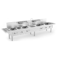 Wok Fornuis | Gas | 4 Wok Branders | 2 Soep Branders | 128.4kW | 3750x850x1100mm