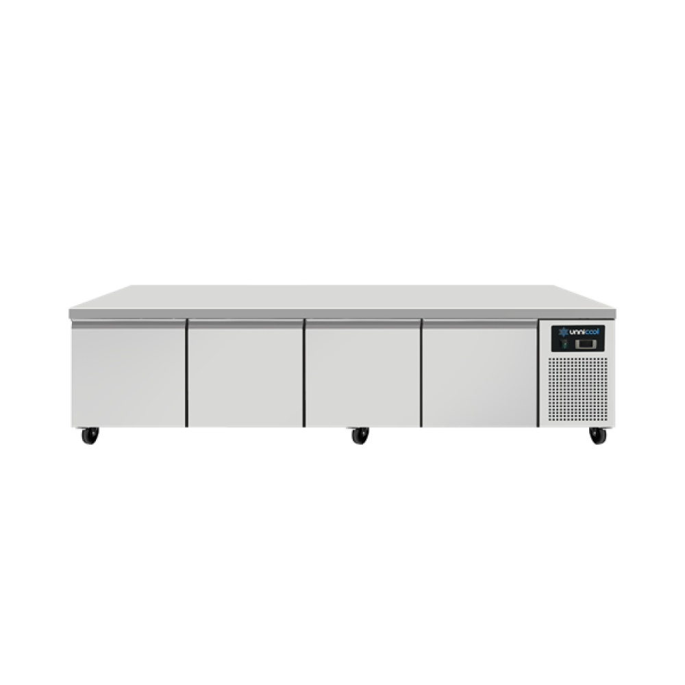 Unnicool Koelwerkbank | Laag Model | 4 Laden 1/1 GN | -2°C/+8°C | Geforceerd | Wielen | 2040x700x600mm