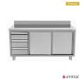 Unninox Werkbank | RVS | Schuifdeuren + Laden (Links) | 1200x700x850mm