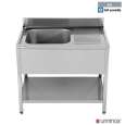 Unninox Spoeltafel | ECO | RVS | 1 Spoelbak (Links) + Afdruipvlak | Bodemschap | Achteropstand | Zelfmontage | 1400x700x850mm