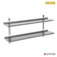 Unninox Wandschap | RVS | 2 Niveaus | Verstelbare Hoogte | Incl. Wandbevestiging | 1800x400x700mm