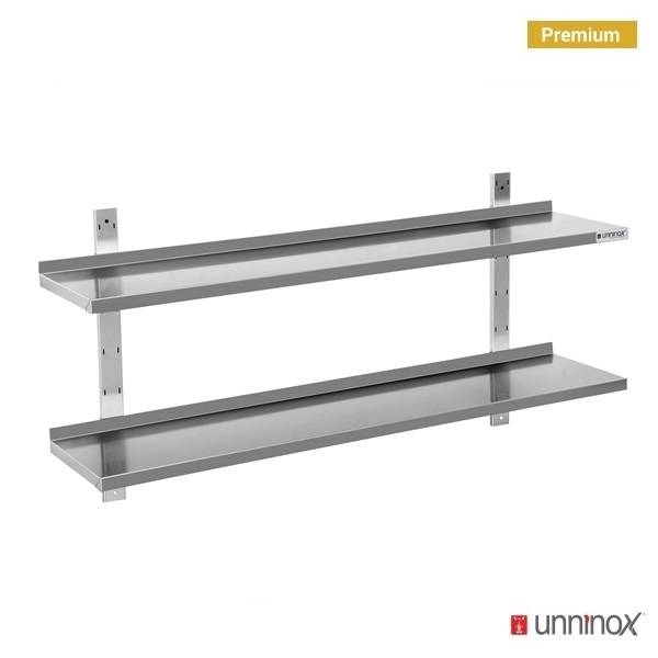 Unninox Wandschap | RVS | 2 Niveaus | Verstelbare Hoogte | Incl. Wandbevestiging | 1800x400x700mm