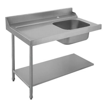 Hobart Aanvoertafel | RVS | Spoelbak | Legbord | Spatplaat 200mm | Links/Rechts | 1200mm