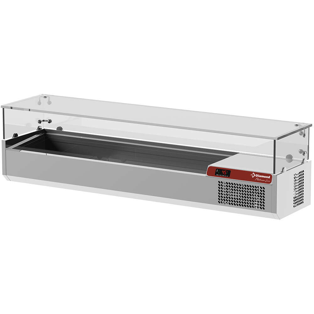 Diamond Opzetkoelvitrine | PLATINUM LINE | 3x 1/2 GN + 2x 1/3 GN | 0°C/+15°C | 1600x380x410mm