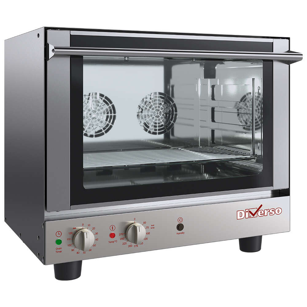 Diverso by Diamond Heteluchtoven | 4 Niveaus 1/1 GN | Elektrisch | Handmatige Bevochtiging | 50°C/270°C | 3.2kW | 230V | 662x643x603mm