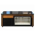 GOLD/PRZ ET-KT-150 gekoelde vleesvitrine 1500 mm met glazen presentatiegedeelte en bruin-zwarte afwerking
